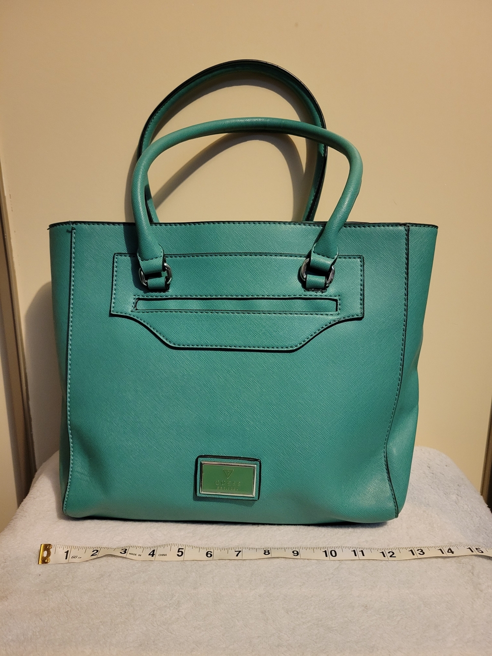 GUESS Teal Woman's Structured Handbag